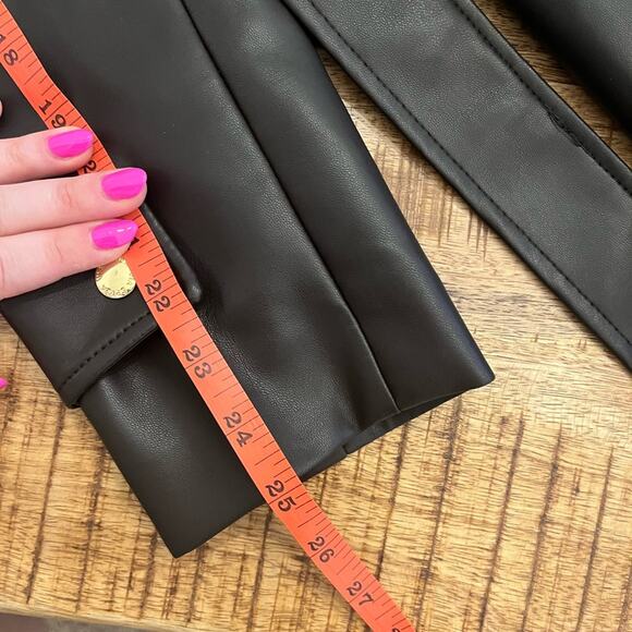 Via Spiga Chocolate Brown Vegan Leather Trench Coat Size Medium Belted Classic - Picture 11 of 16